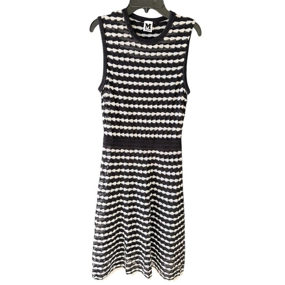 M Missoni Valentino A-line Black White Gold Thread Lined dress Sz Euro 40 US S - Picture 1 of 9